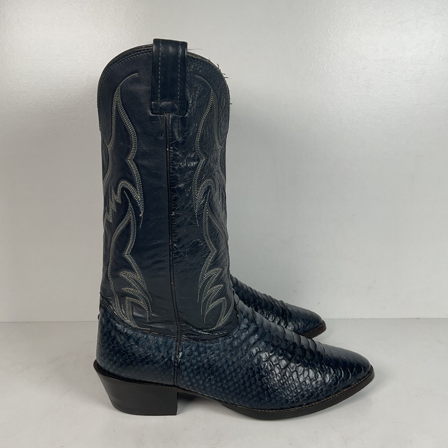Vintage Nocona Python Snakeskin Cowboy Boots | USA Made | Royal Blue | 9 EE