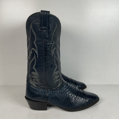Vintage Nocona Python Snakeskin Cowboy Boots | USA Made | Royal Blue | 9 EE