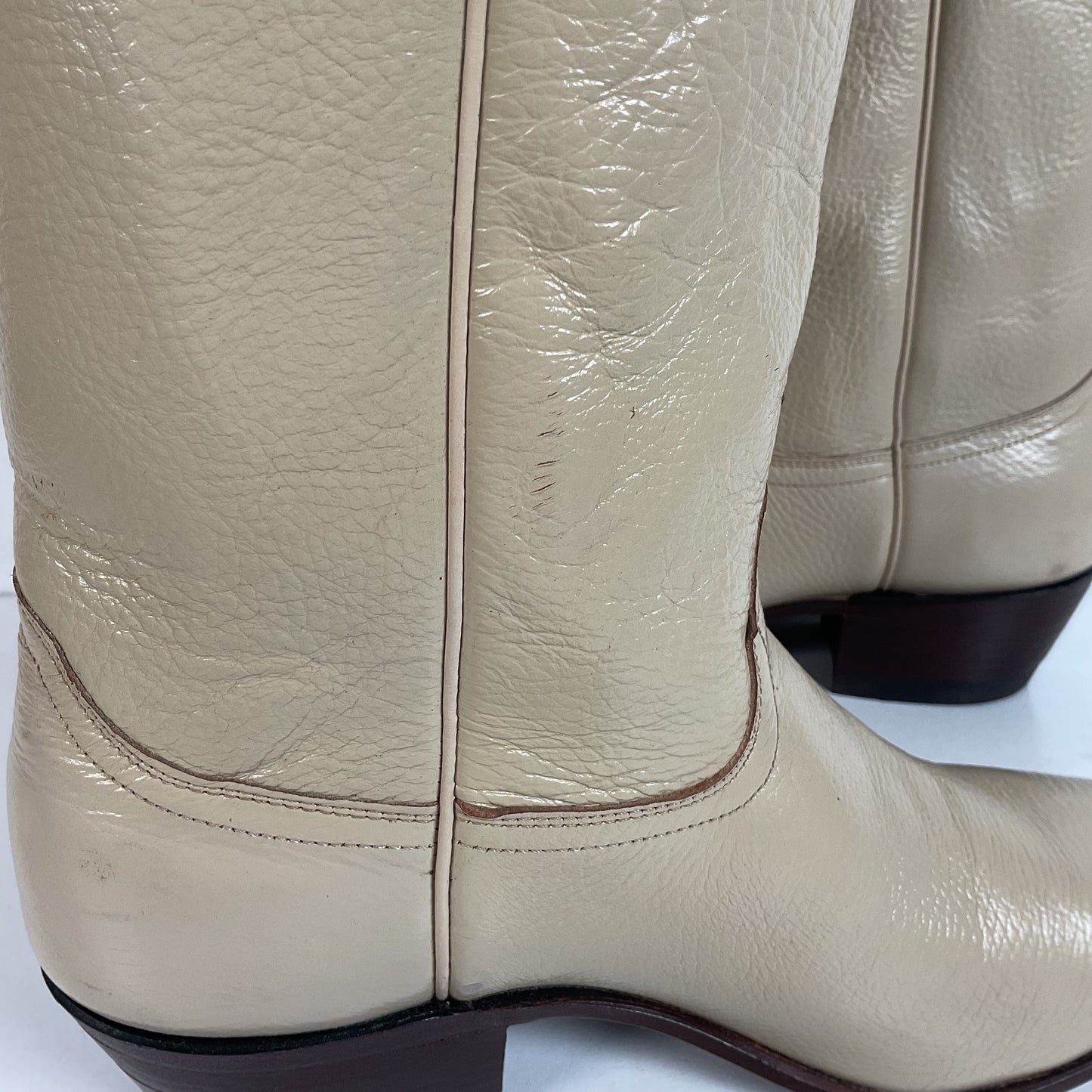 Vintage Justin Tall Cowgirl Boots | USA Made | Bone White | Women’s 8 B