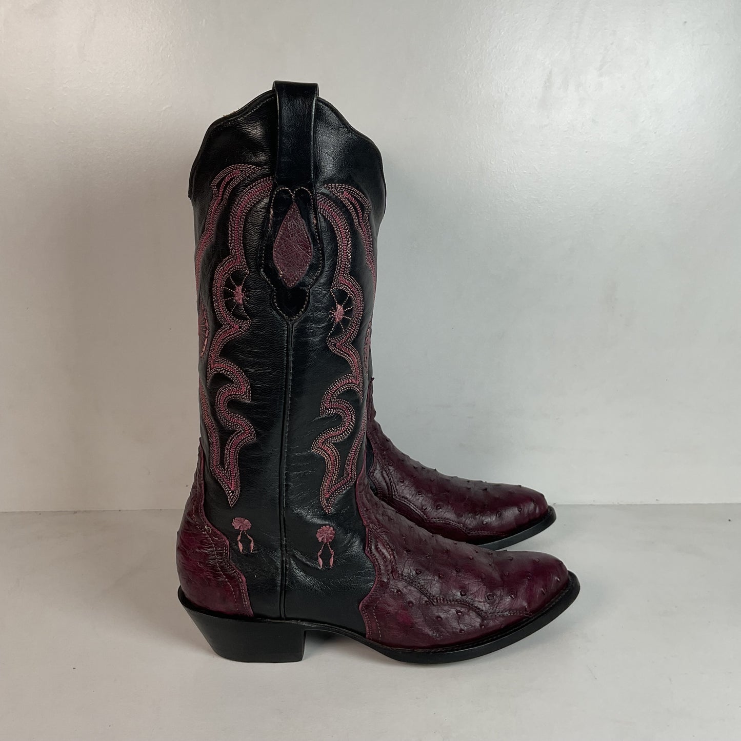 Corral Plum Ostrich Quill Cowgirl Boots 8 M Exotic Triad