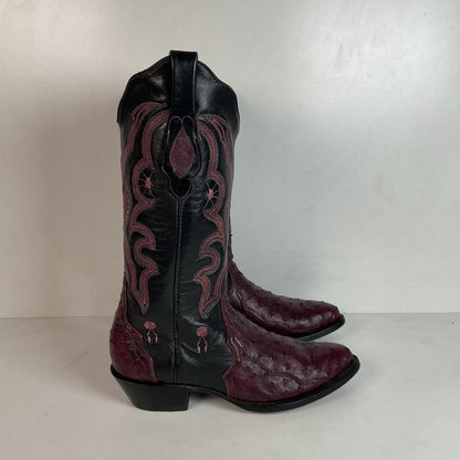 Corral Plum Ostrich Quill Cowgirl Boots 8 M Exotic Triad