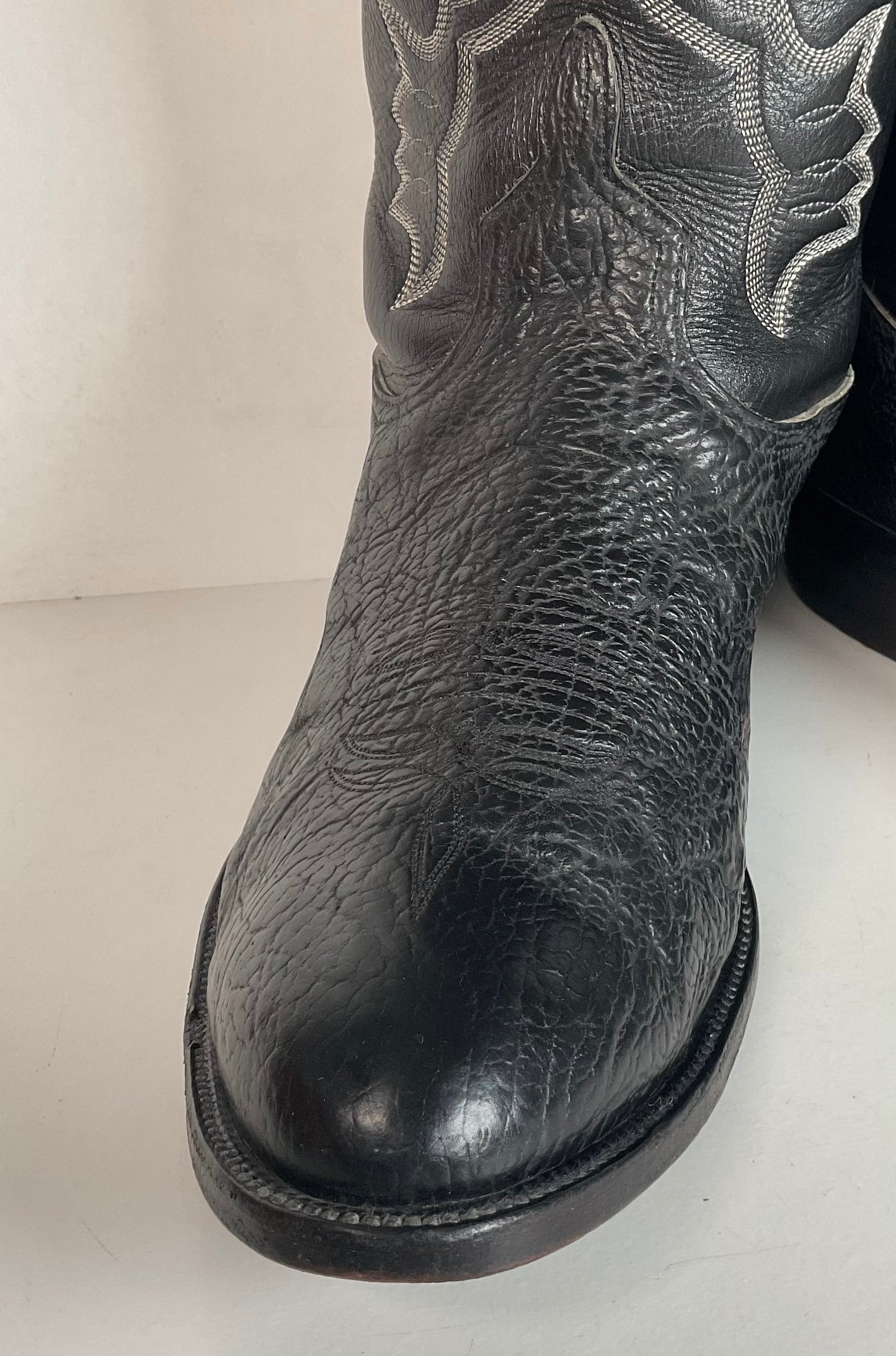 Anderson Bean Black Bullhide Cowboy Boots 12 EE USA Made