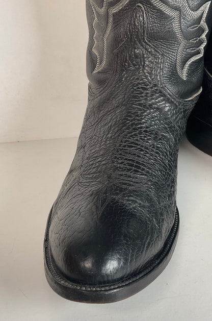 Anderson Bean Black Bullhide Cowboy Boots 12 EE USA Made