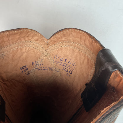 Vintage Texas Water Buffalo Cowboy Boots | USA Made | Exotic | Men’s 8.5 D