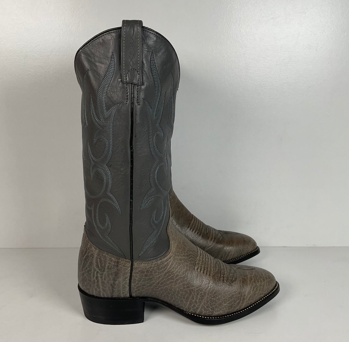 Vintage J. Chisholm Bullhide Cowboy Boots | USA Made | Grey | Men’s 8.5 D