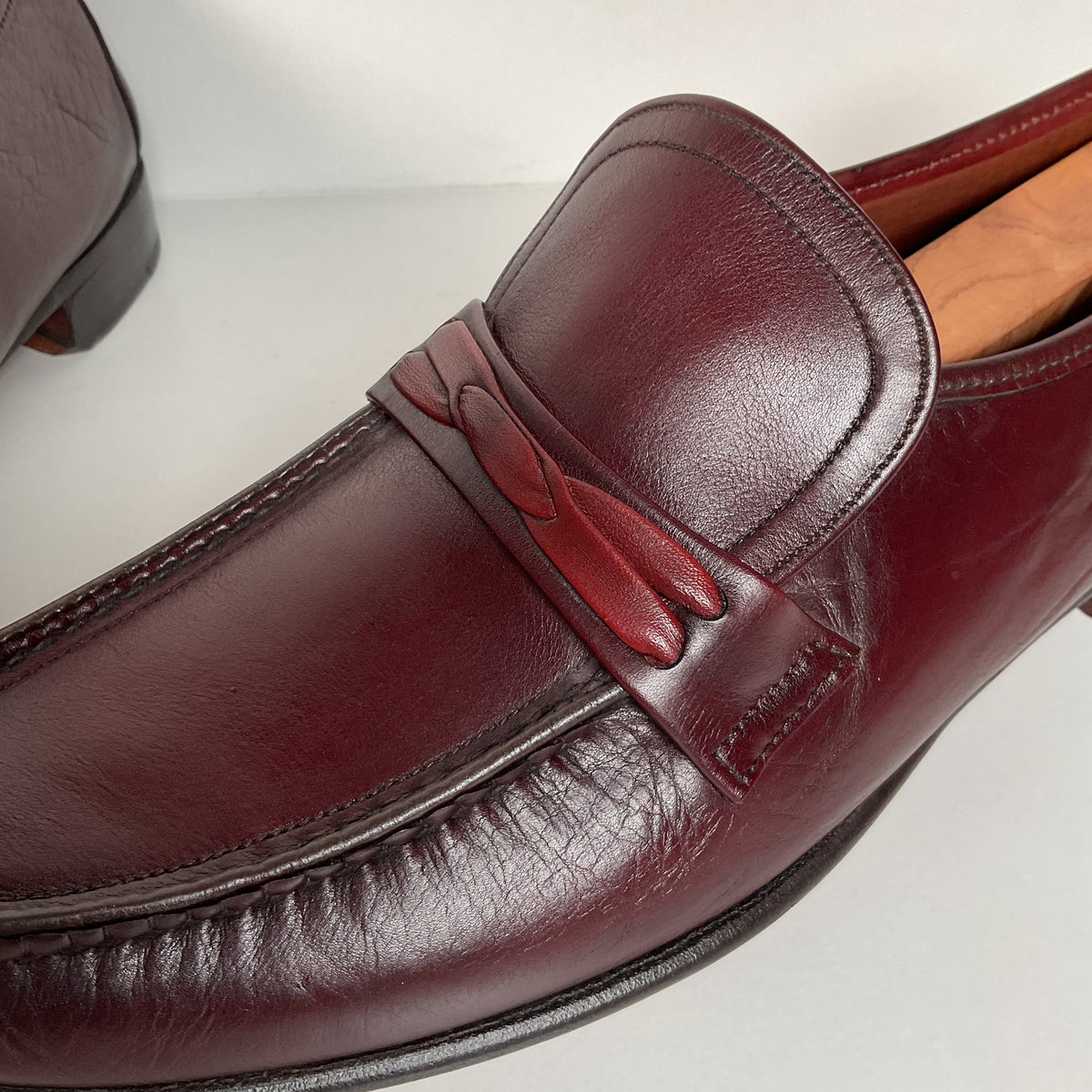Vintage Wright Loafers | Hand Sewn Moccasins | Burgundy | Men’s 12 C