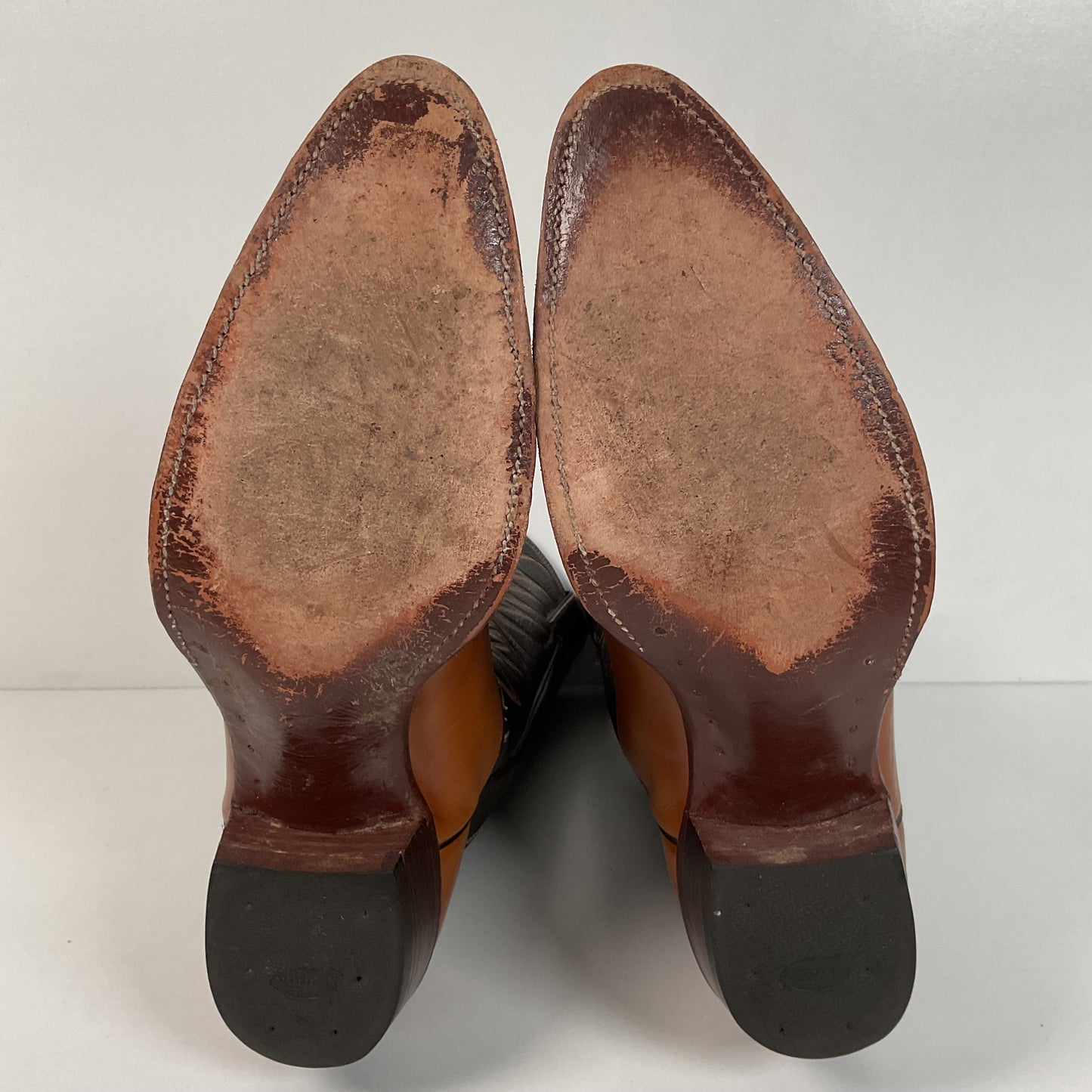 Vintage 1970s Justin Cowboy Boots 13 A Calfskin USA Made