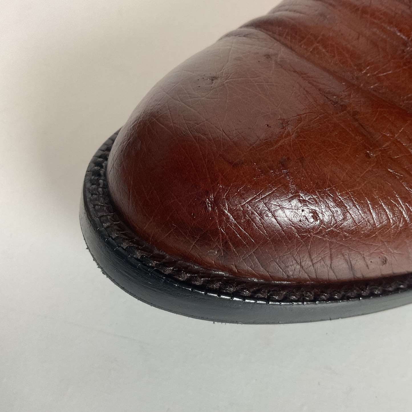 Vintage Lucchese Handmade Smooth Cigar Ostrich Roper Boots 10 D Exotic Cowboy