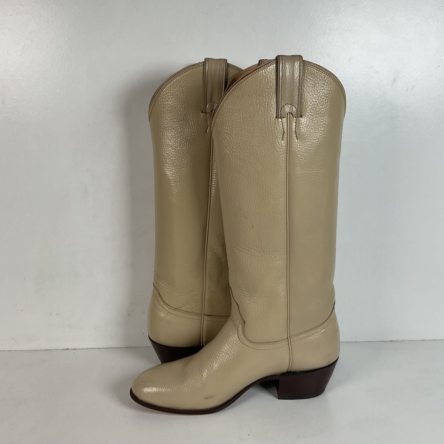 Vintage Justin Tall Cowgirl Boots | USA Made | Bone White | Women’s 8 B