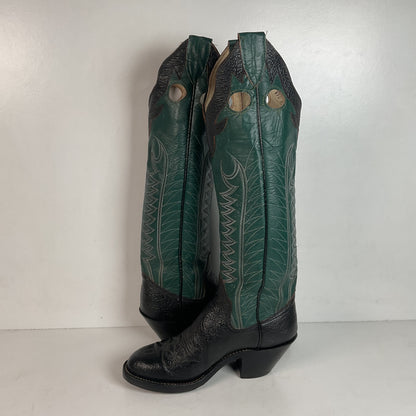Vintage Sanders Shark Skin Buckaroo Boots Men’s 6.5 | Women’s 8 Exotic Overlay