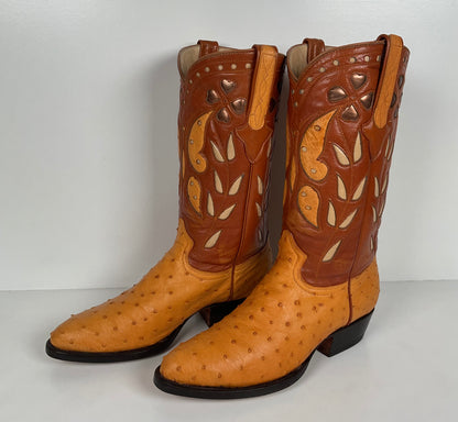 Cuadra Butterfly Cowgirl Boots | Tooled Ostrich Inlays | Exotic | Women’s 7