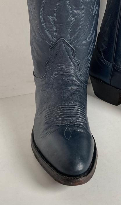 Vintage Nocona Deertan Cowboy Boots | USA Made | Blue | Men’s 6 B | Women’s 7