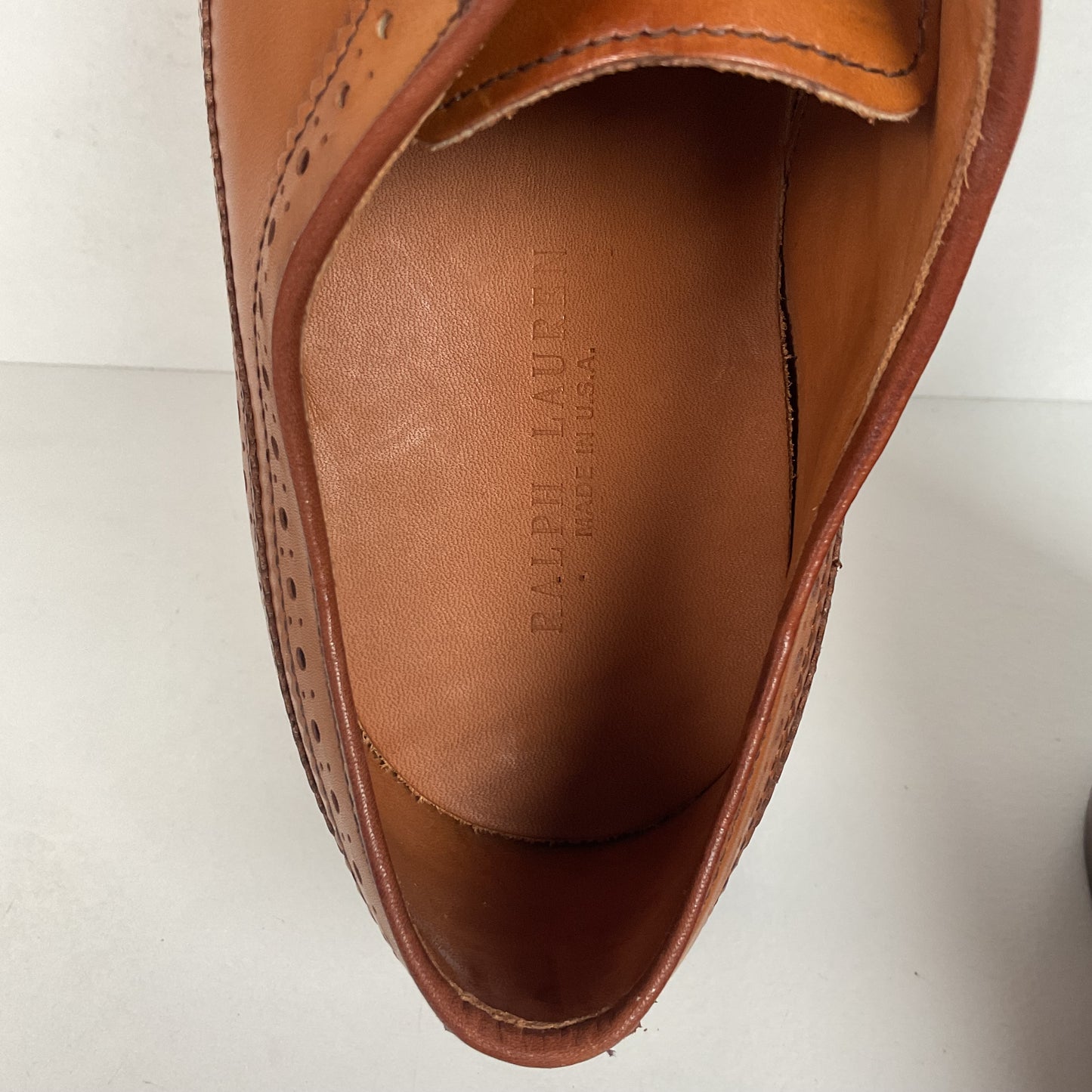 Ralph Lauren Sanderson Burnished Wingtip Shoes | USA Made | 11.5 D