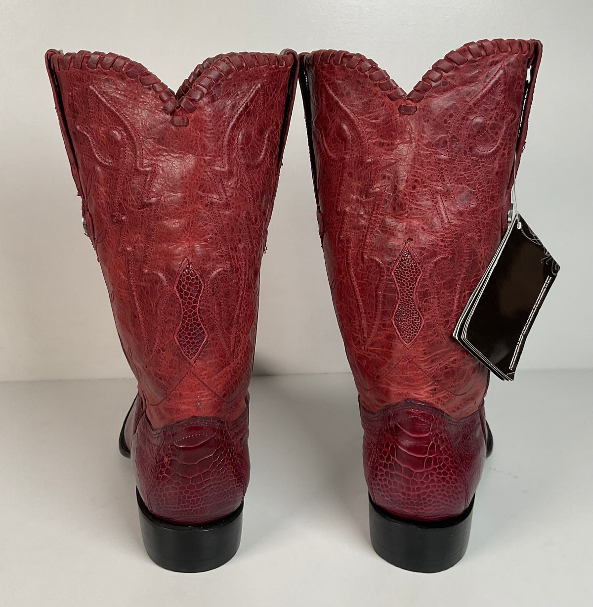 Montana Ostrich Leg Cowboy Boots | Exotic | Tooled Inlay | Men’s 6 | Women’s 7.5