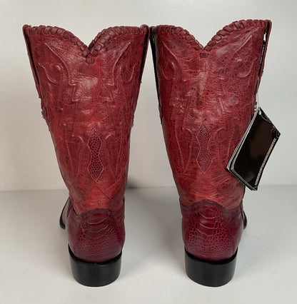 Montana Ostrich Leg Cowboy Boots | Exotic | Tooled Inlay | Men’s 6 | Women’s 7.5