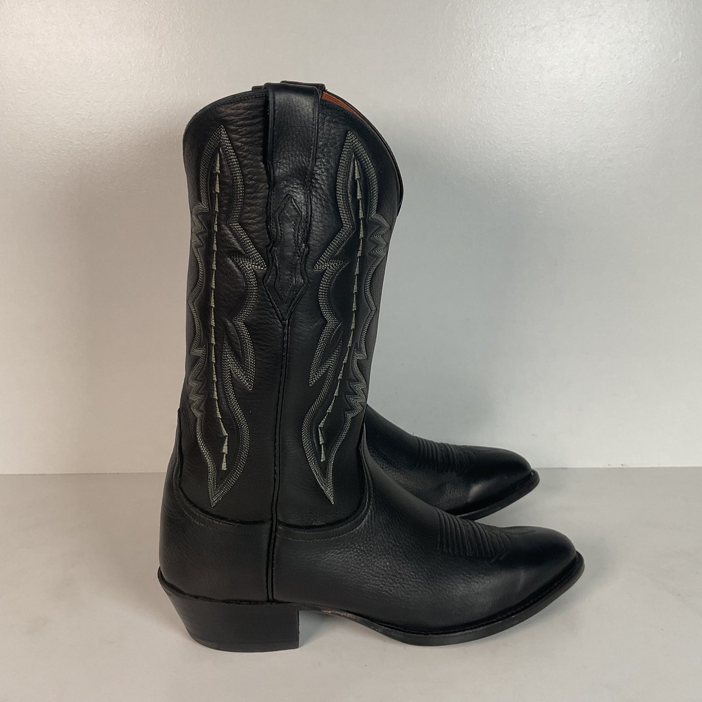 Lucchese 2000 Elk Skin Cowboy Boots | USA Made | Black | Original Box | 9.5 EE
