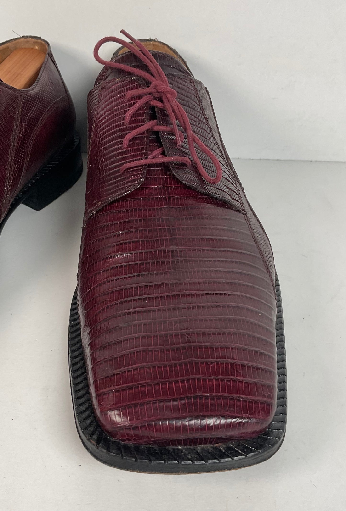 David Eden Teju Lizard Derby Shoes | Wine Red | Men’s 10.5