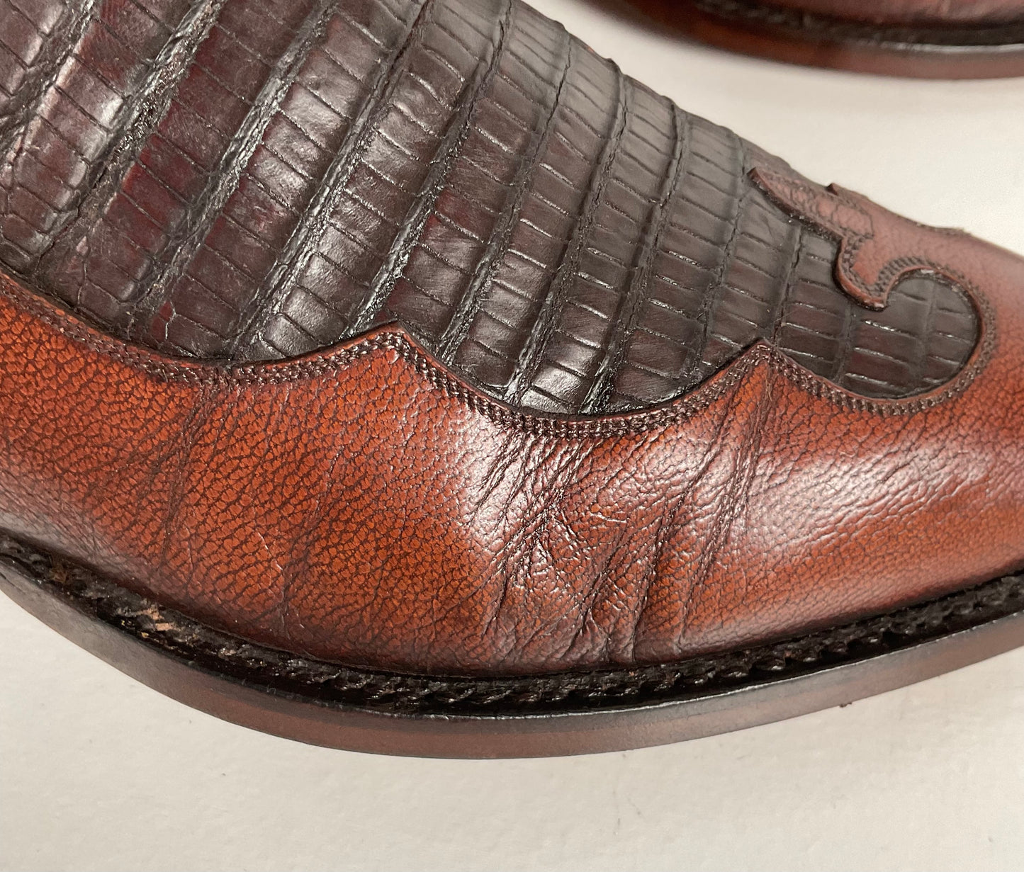 Vintage Lucchese Goat Skin Cowboy Boots | Lizard Inlay | Men’s 8.5 D