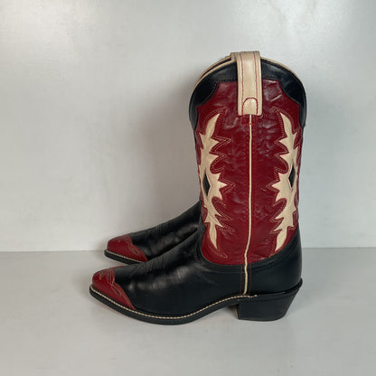Vintage Dingo Acme Wingtip Cowgirl Boots 7 M USA Made Tooled Inlay
