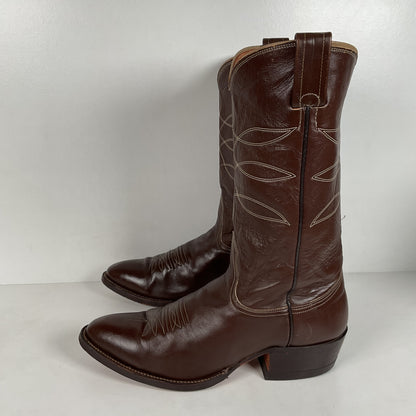 Vintage Nocona Cowboy Boots | Chocolate Calfskin | 1960s-1970s | Men’s 10 D