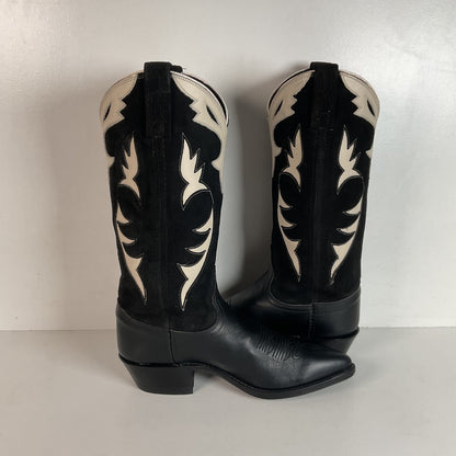 Vintage Dan Post Cowgirl Boots 7 M USA Made Tooled Inlay