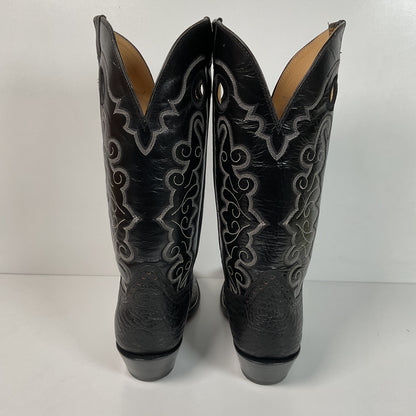 Hondo Black Bull Hide Buckaroo Boots 9 EE Cowboy Punchy