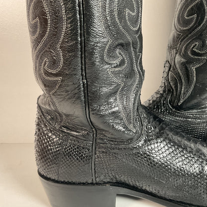 Dan Post Python Snakeskin Cowboy Boots | Midnight Black | Men’s 8 D