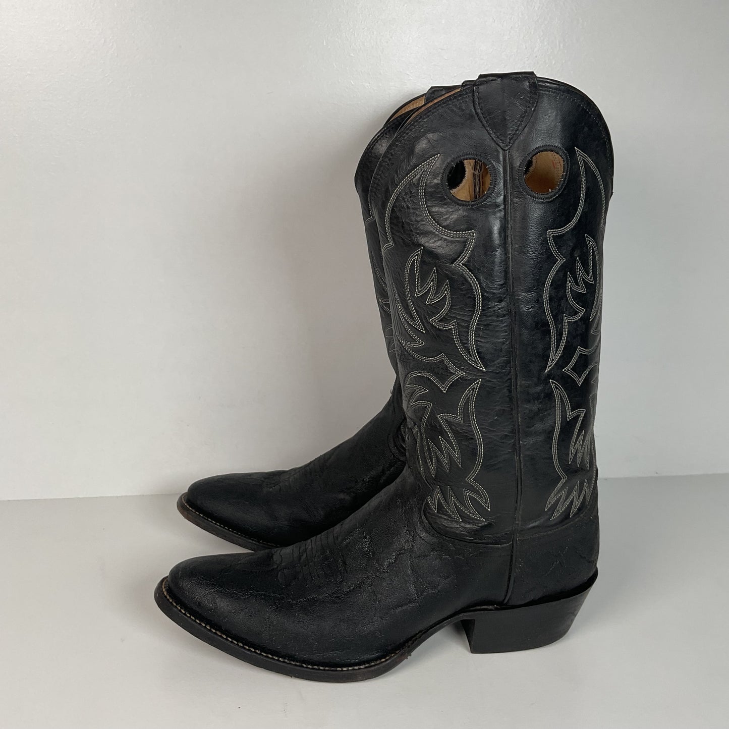 Justin Faux Elephant Print On Cowhide Buckaroo Cowboy Boots 10 D Punchy
