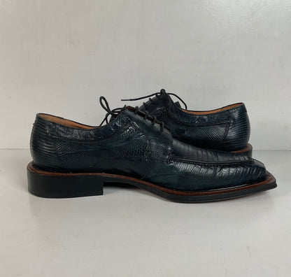 Mezlan Platinum Lizard Derby Loafers 9 M Dark Blue