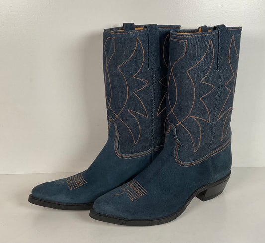Vintage Blue Jean Denim Cowboy Boots | USA Made | 1970s | Men’s 11 D