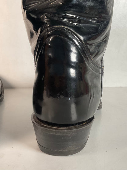 Late 1960s Tony Lama Patent Leather Cowboy Boots 10.5 D Glossy USA Made
