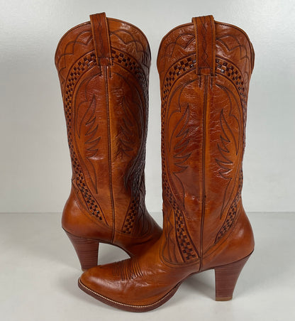 Vintage Dan Post Cowgirl Boots | Spanish Collection | Stacked Heel | Women’s 7.5
