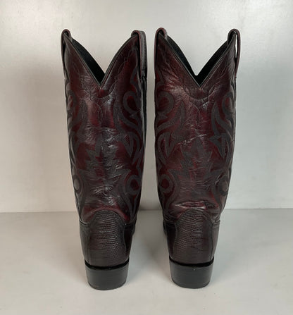 Dan Post Black Cherry Teju Lizard Cowboy Boots 8 D