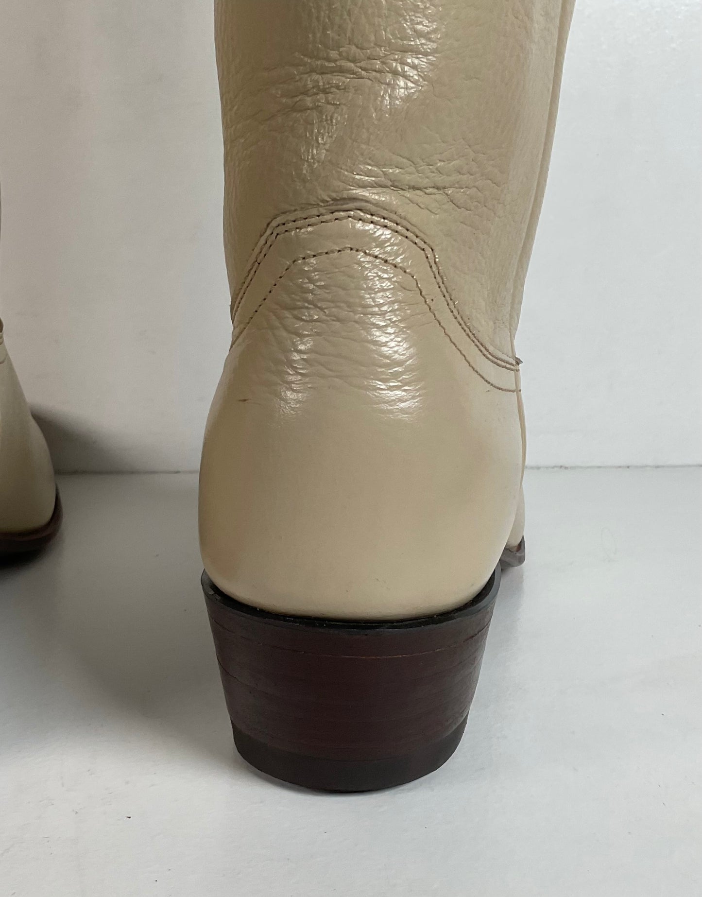 Vintage Justin Tall Cowgirl Boots | USA Made | Bone White | Women’s 8 B