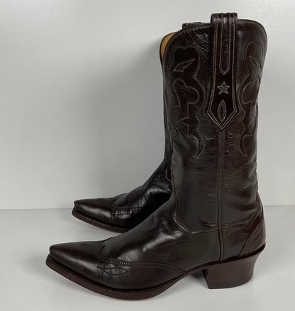 J.B. Hill for M.L. Leddy | Calfskin Cowgirl Boots | Dark Brown | Women’s 7 B
