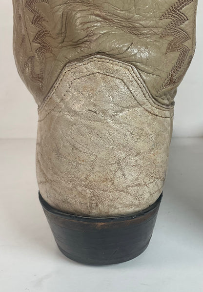 Vintage Justin Exotic Elephant Cowboy Boots 12 AA (Extra Narrow) Distressed