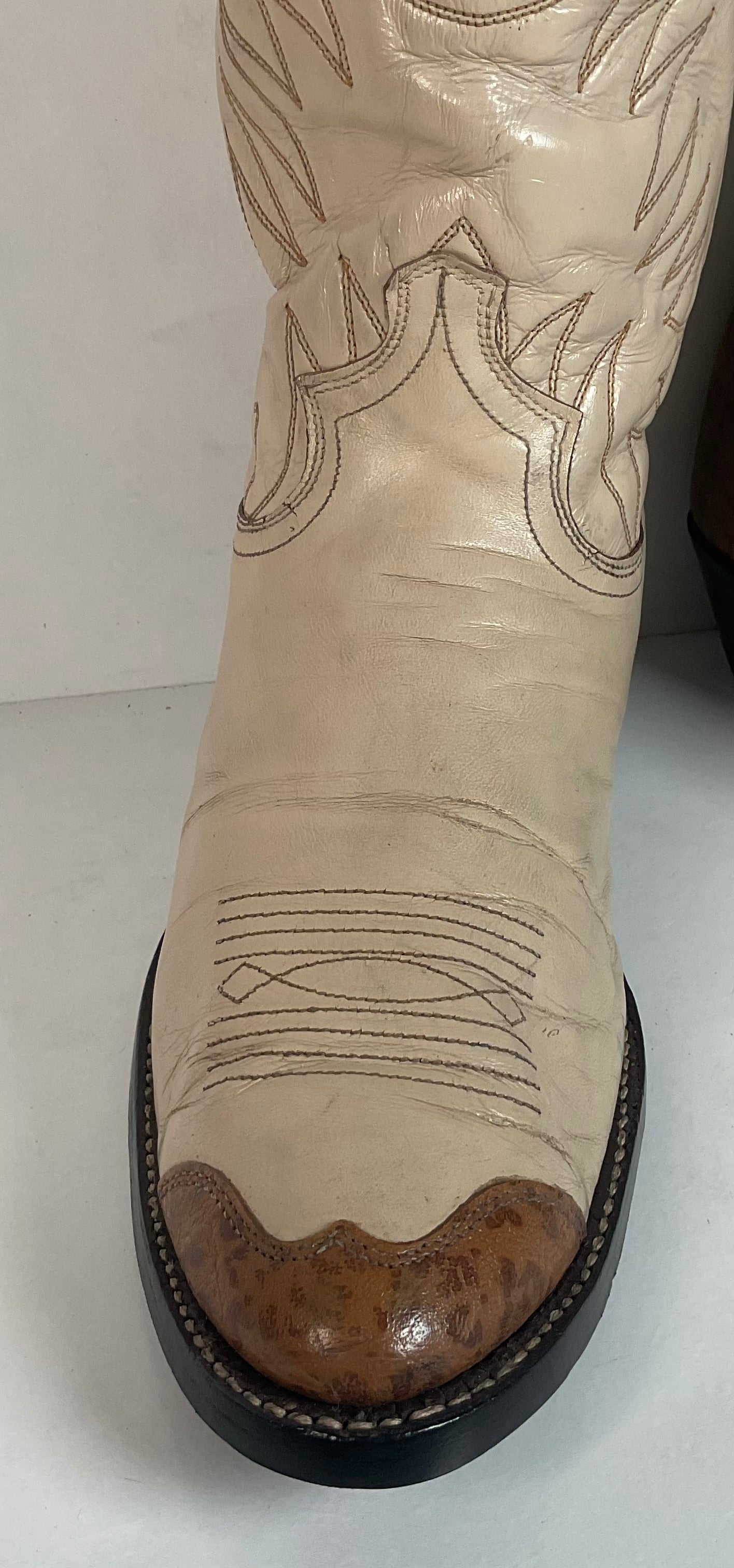 Vintage Justin Wingtip Cowboy Boots 9 D Old Fort Worth Label Recrafted