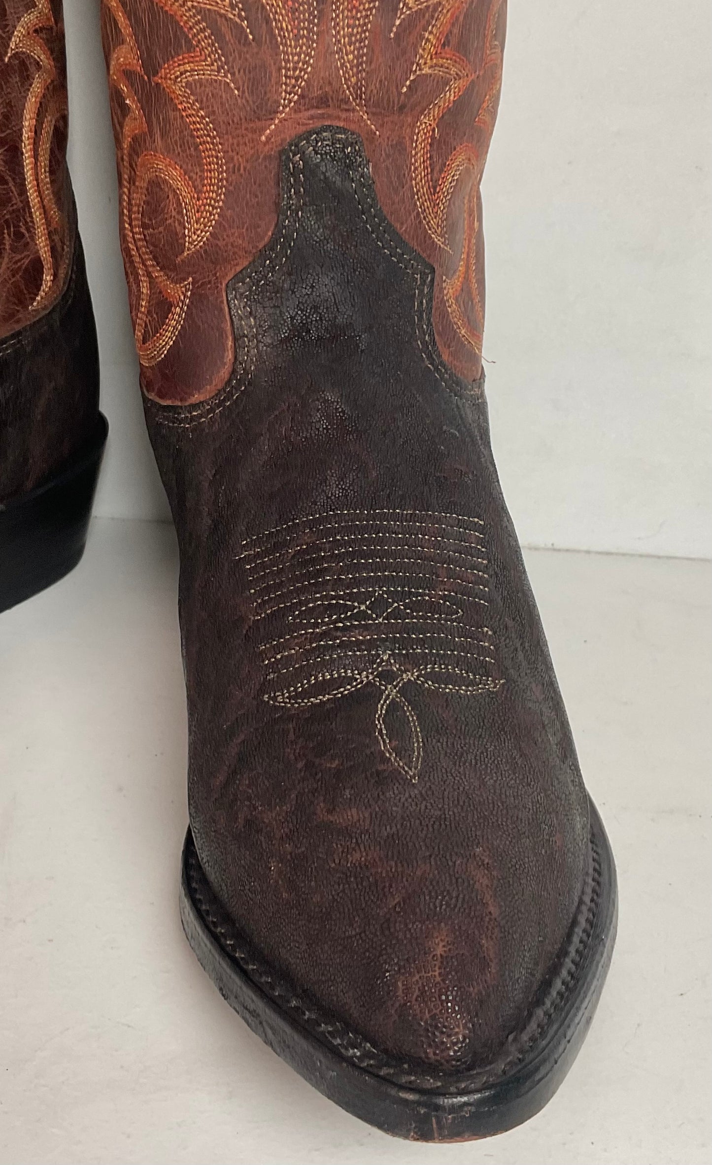 Tony Lama Men’s Vintage Chocolate Elephant Cowboy Boots 8.5 D USA Made Exotic