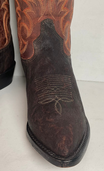 Tony Lama Men’s Vintage Chocolate Elephant Cowboy Boots 8.5 D USA Made Exotic