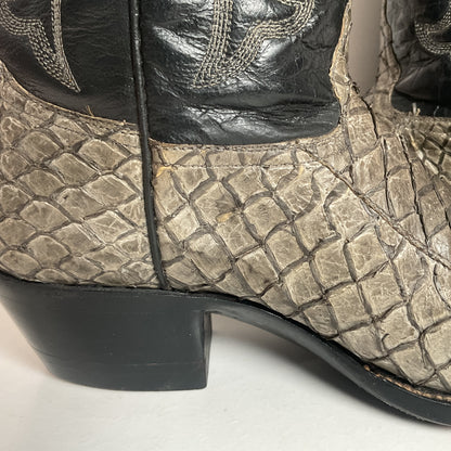 Pirarucu Fish Cowboy Boots Men’s 6.5 | Women’s 7.5 Inverted Cut Exotic Bass