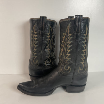 1950s Tony Lama Cowboy Boots | Black | Distressed | Men’s 9.5