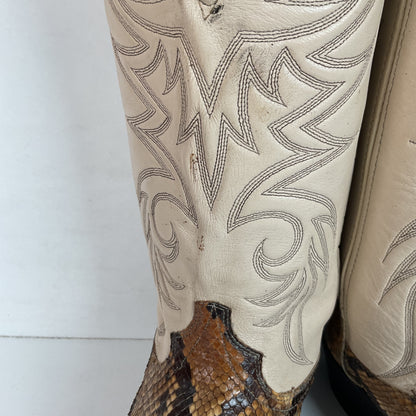Vintage Laredo Front Cut Python Cowboy Boots 12 D USA Made Snakeskin