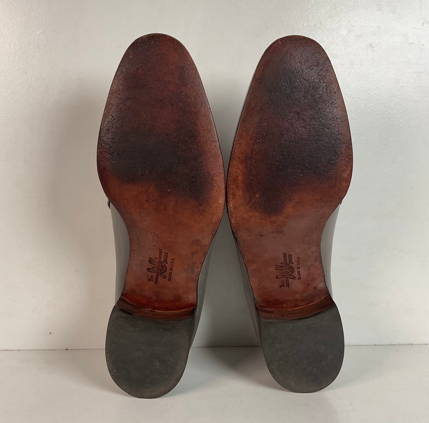 Vintage Johnston Murphy Aristocraft Grey Loafers 13 D Apron Toe USA Made