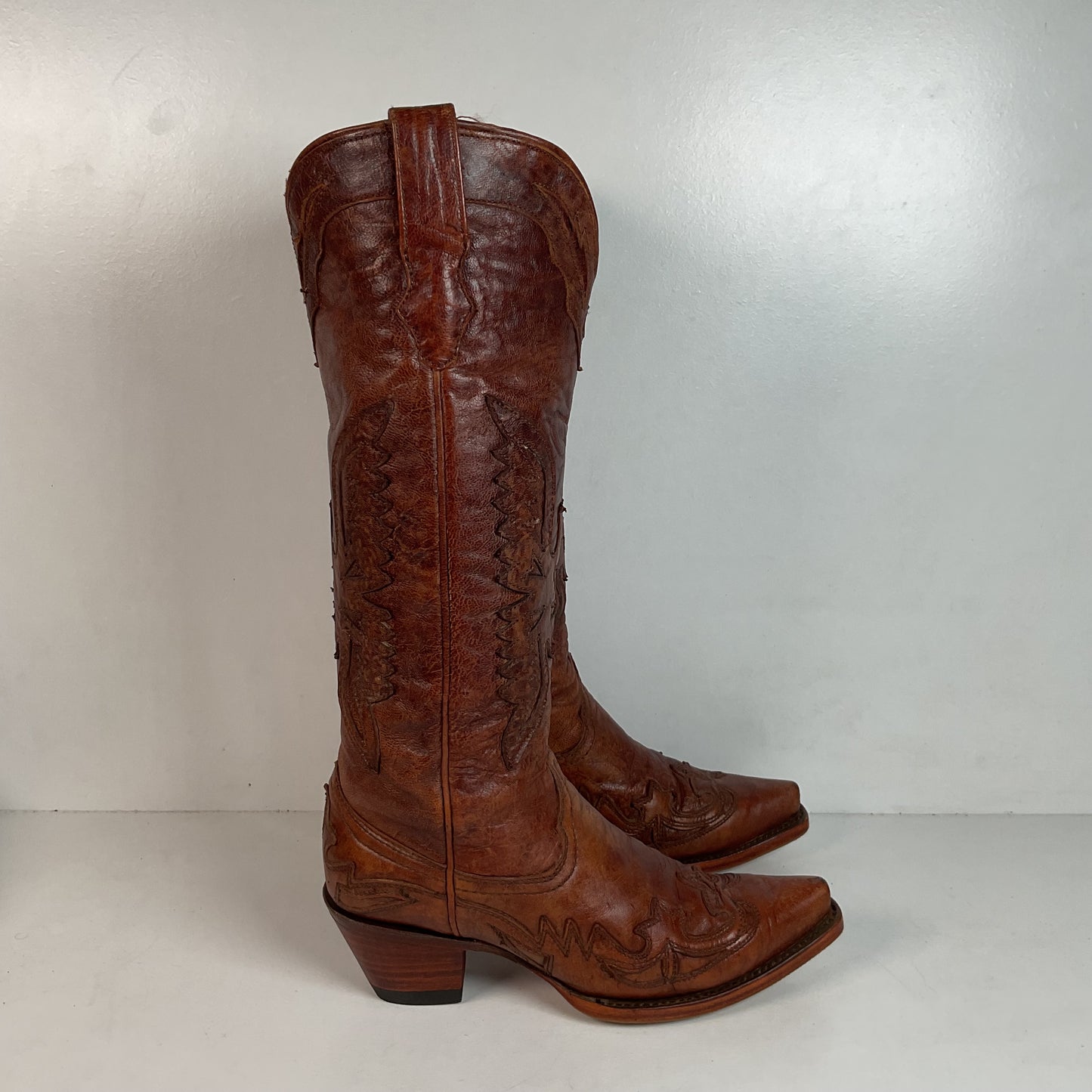 Corral Distressed Leather Thunderbird Cowgirl Boots 8.5 M Overlay Tall