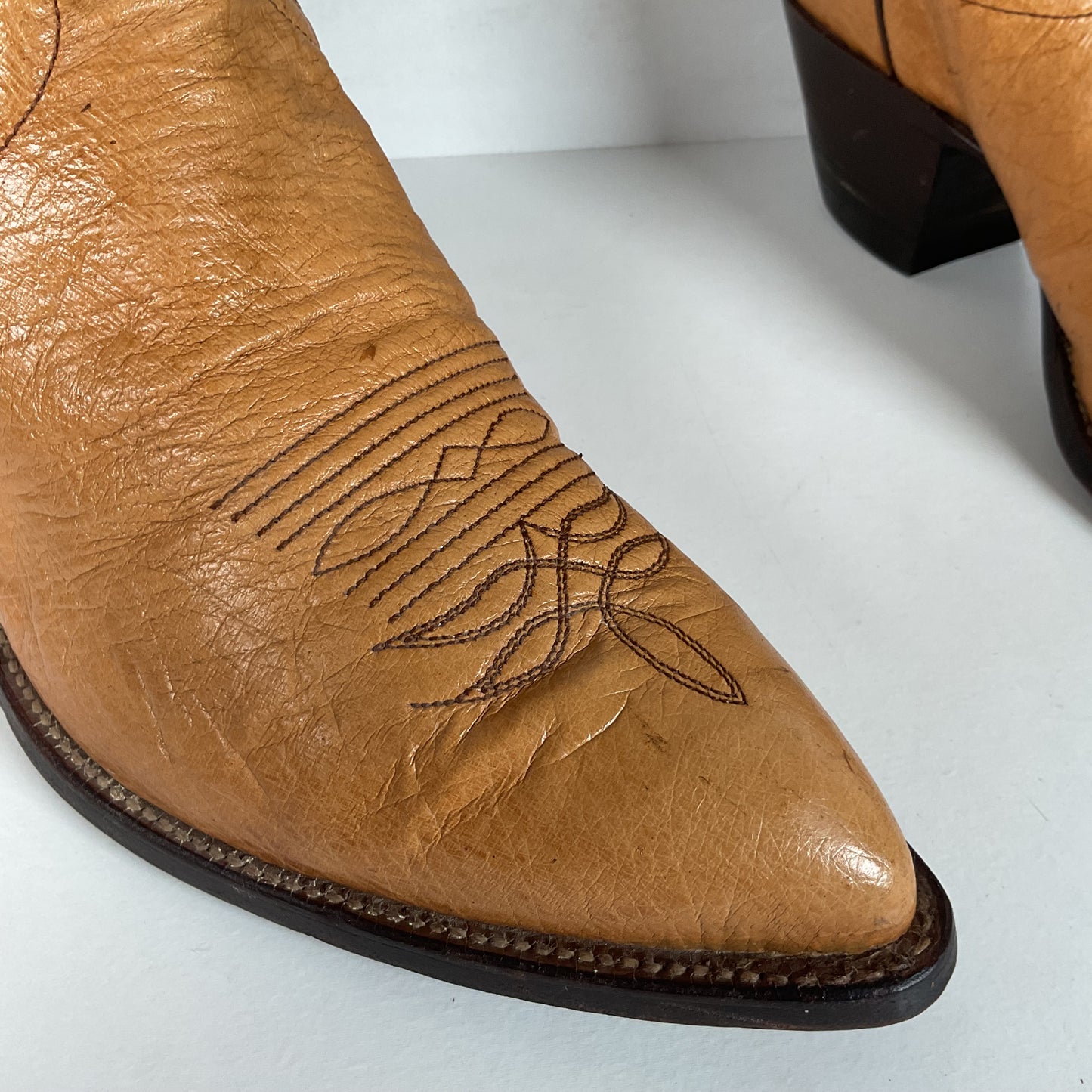 Vintage Justin Smooth Ostrich Cowboy Boots | USA Made | Butterscotch | 8 EE