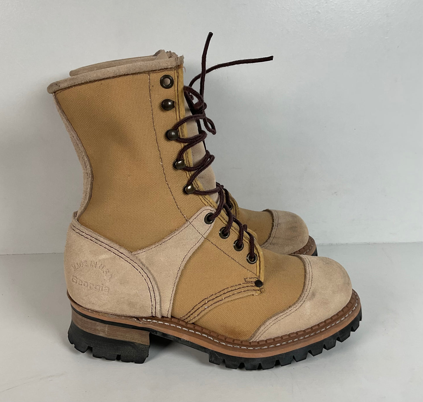 Vintage Georgia Safety Toe Combat Boots | Desert Suede | 5.5 E |Women’s 7
