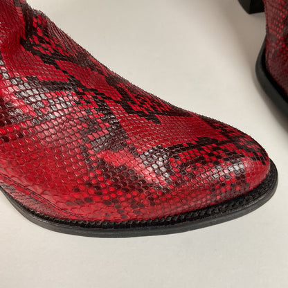 Vintage Justin Python Cowgirl Boots | Snakeskin | USA Made | Red | Women’s 7.5 B