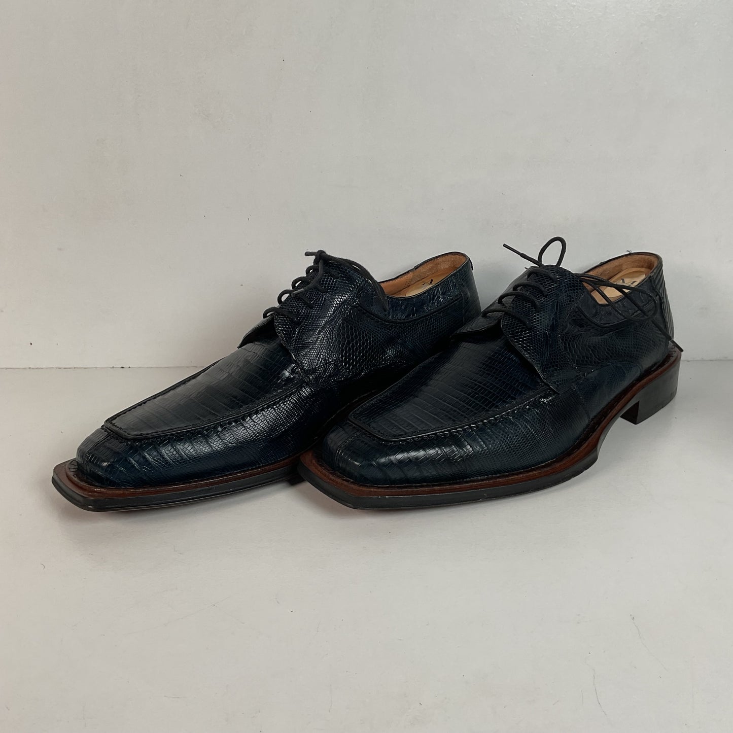 Mezlan Platinum Lizard Derby Loafers 9 M Dark Blue