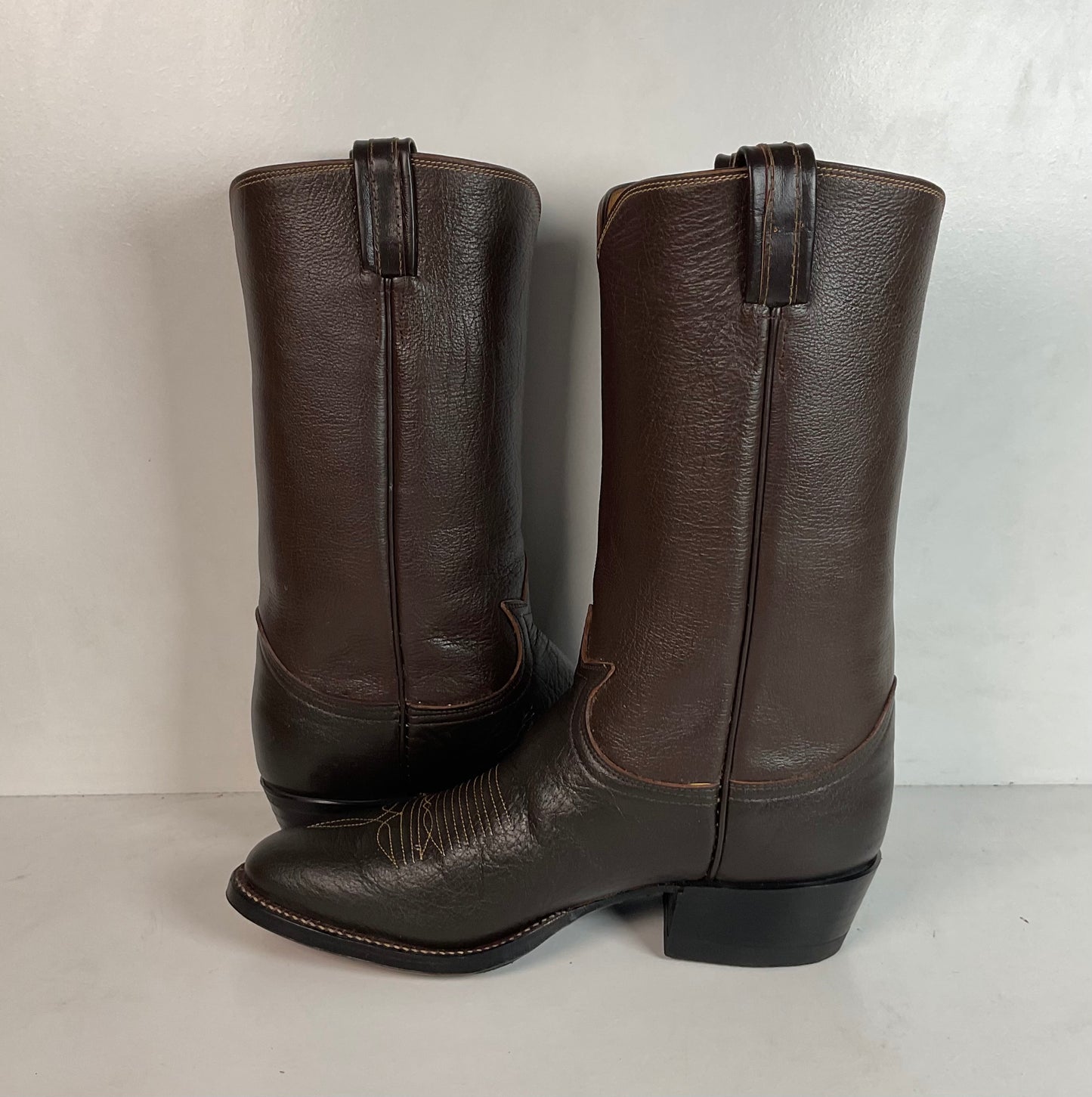 Vintage 1960s Tony Lama Water Buffalo Cowboy Boots 8.5 D Exotic Gold Label