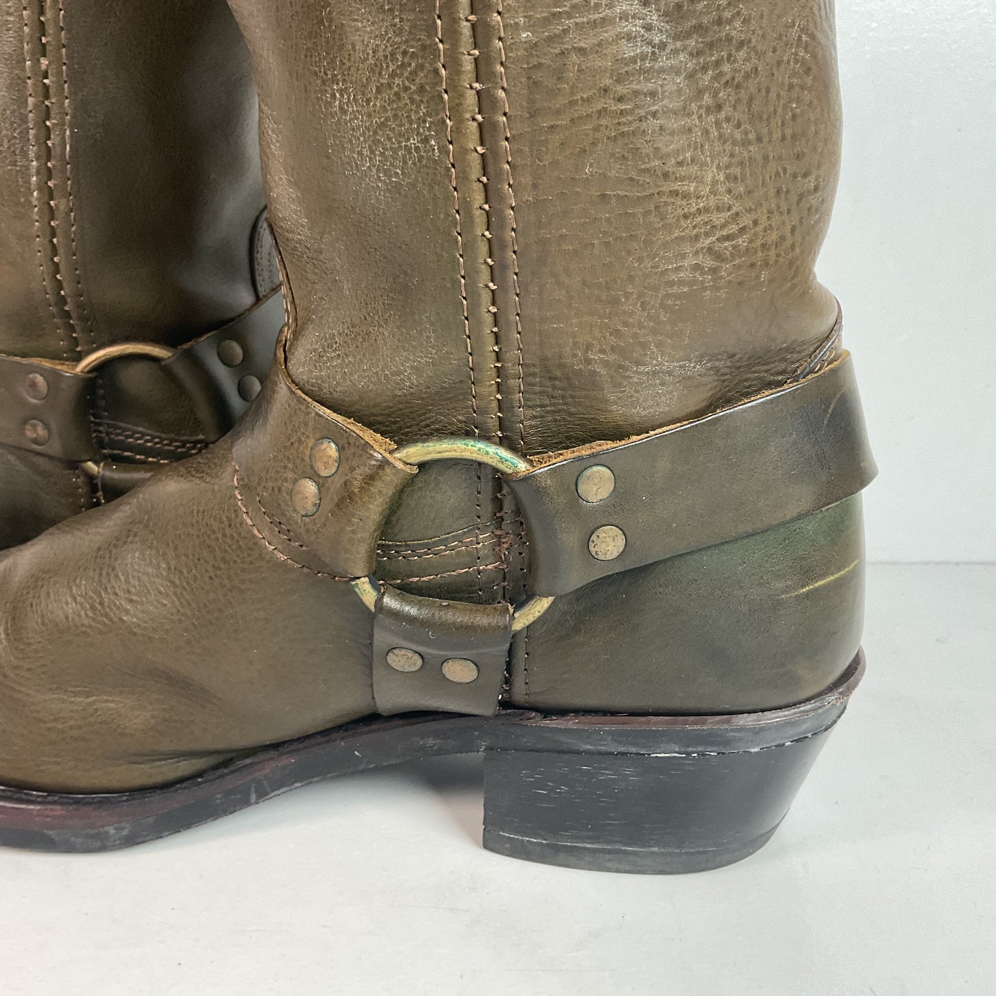 Women’s Frye 12 R Harness Boots 11 M Olive Brown Retired